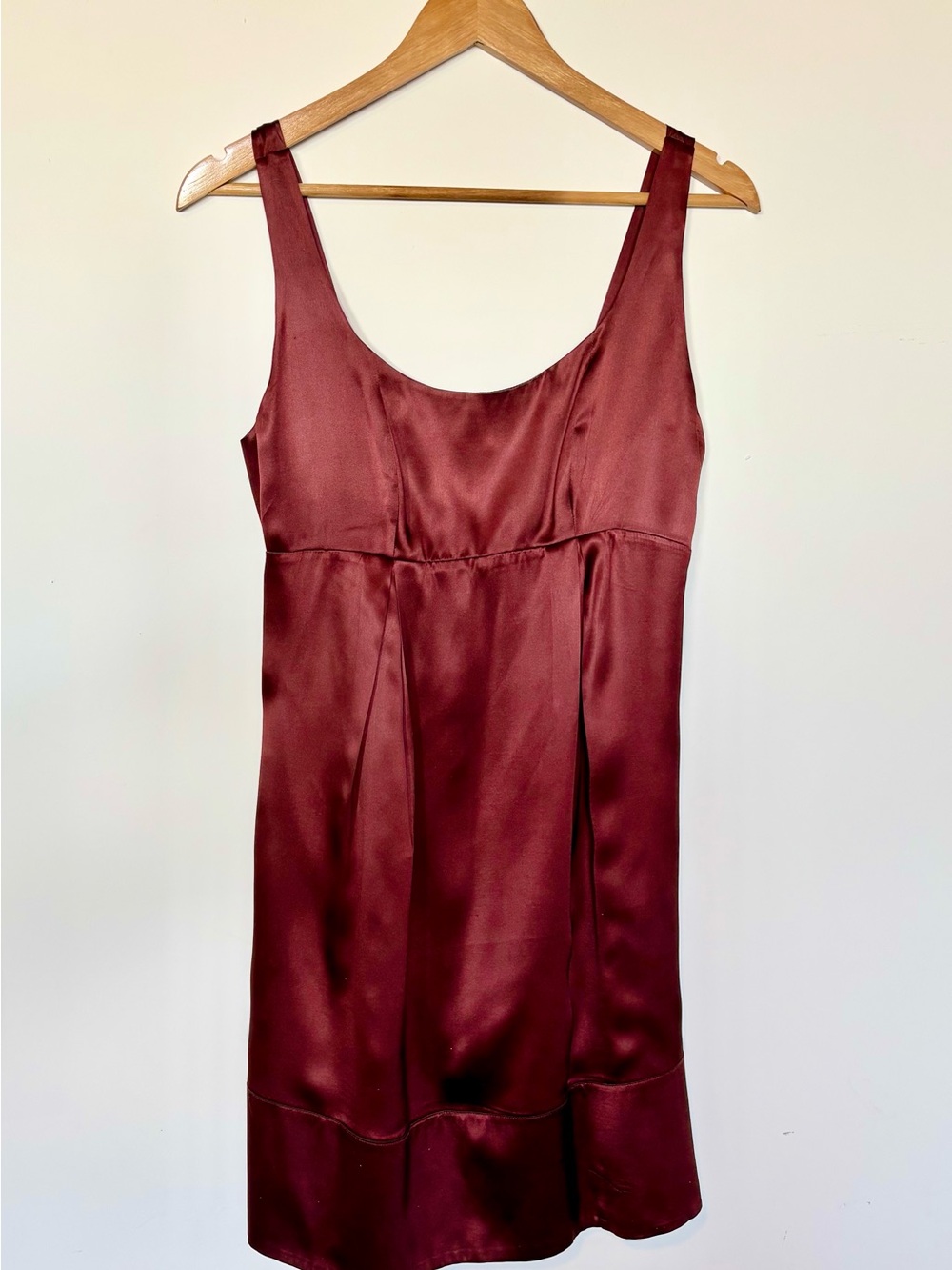 The Limited Burgundy Satin Tank empire waist Dress